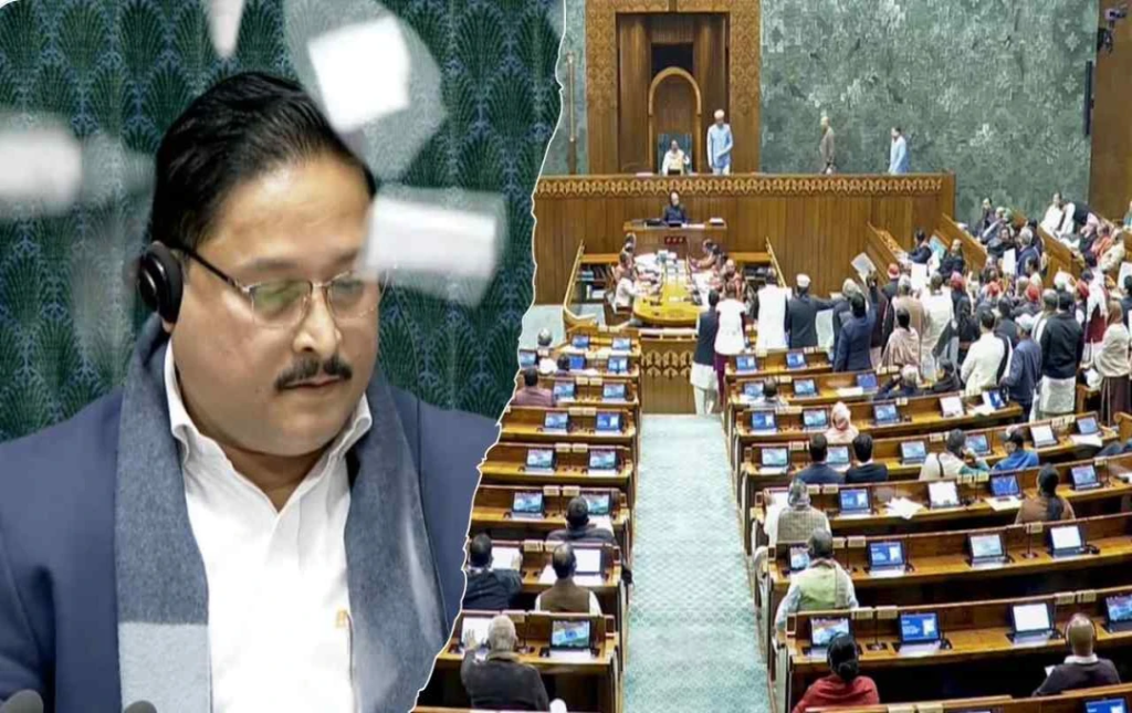 लोकसभा में हंगामा: पेपर उछालने पर 8 विपक्षी सांसदों को बजट सत्र के बाकी समय के लिए निलंबित किया गया
