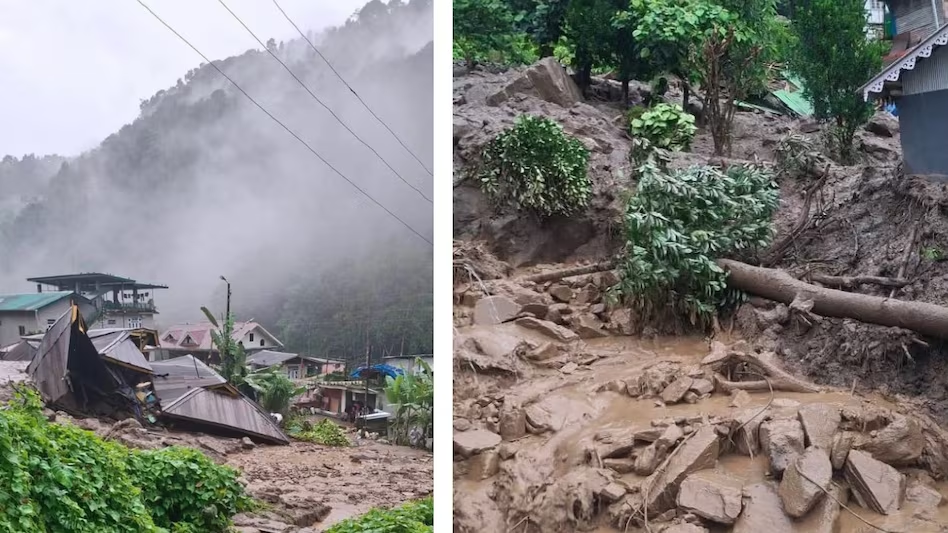 सिक्किम में भारी बारिश से भयानक लैंडस्लाइड, मलबे और पानी में बहे घर-सड़कें; 128 लोगों को सुरक्षित निकाला गया